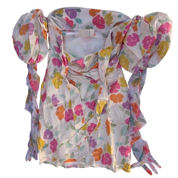 For Love And Lemons Coquette Girl Hazel Floral Romantic Mini Dress Size XS NEW - Picture 2 of 16